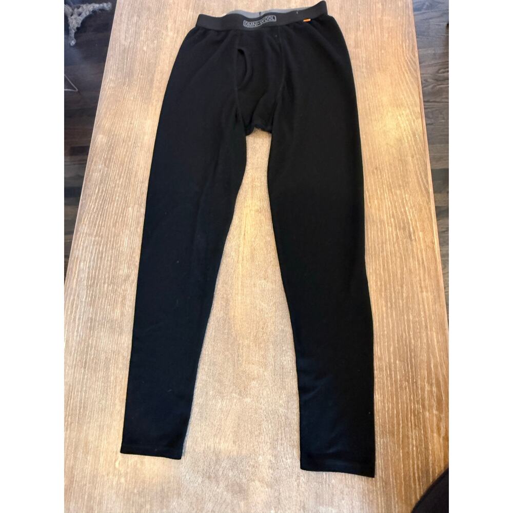 OMNI WOOL Black Base Layer Pants Leggings Men size M skiing winter snow